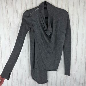 All Saints Gray Drape Neck Sweater small
